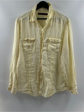 Perry Ellis Yellow Linen Button Up – Men’s Large